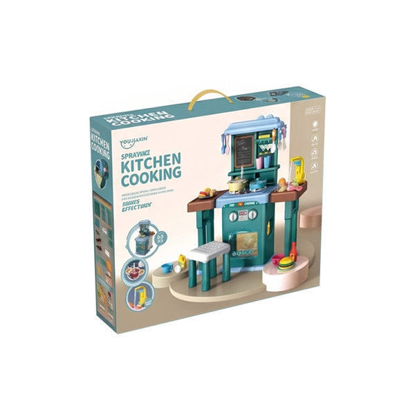 Spraying Kitchen Cooking Pretend Play Set – 63 Pieces