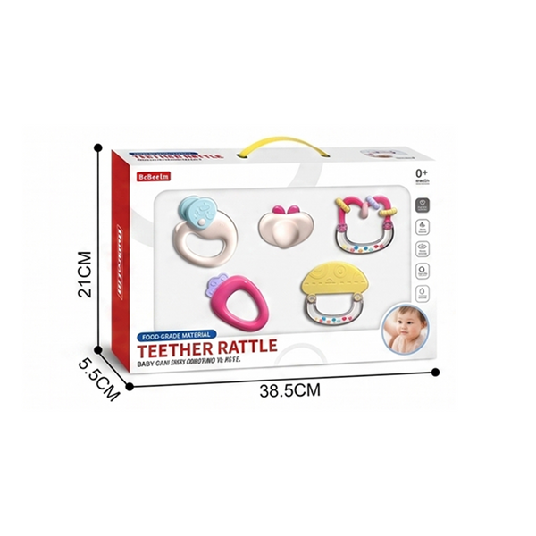 Baby Teether & Sensory Rattle Gift Set – 5 Piece Collection