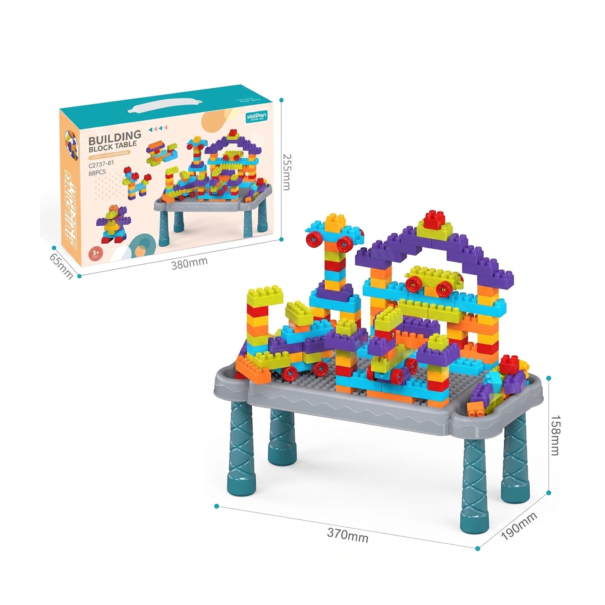 Kids Building Block Table Play Set