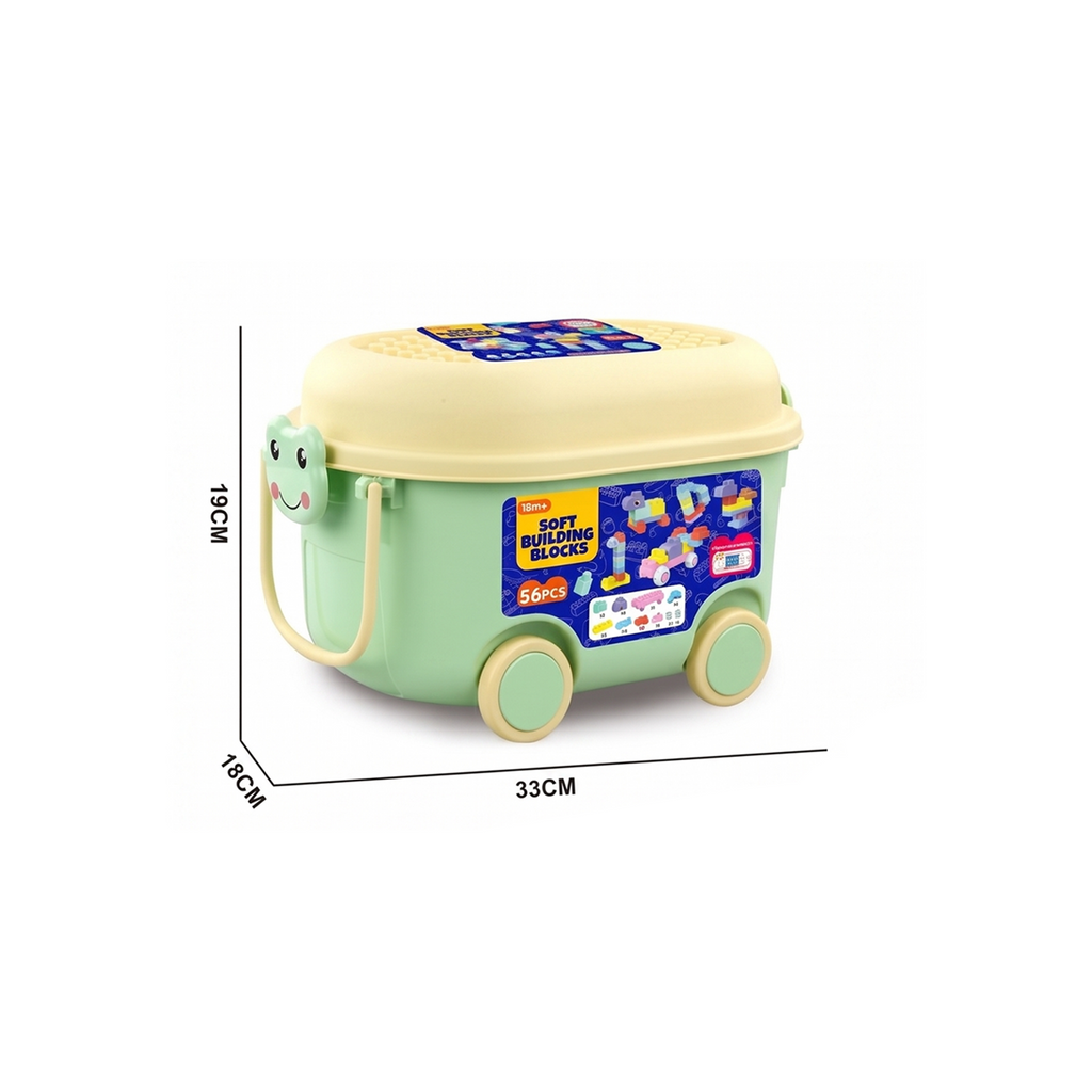 56-Piece Soft Building Blocks Set with Storage Cart
