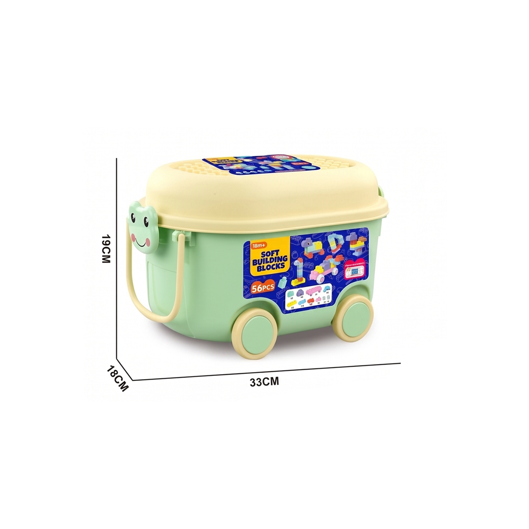 56-Piece Soft Building Blocks Set with Storage Cart