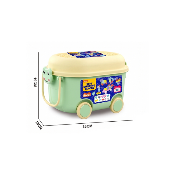 56-Piece Soft Building Blocks Set with Storage Cart