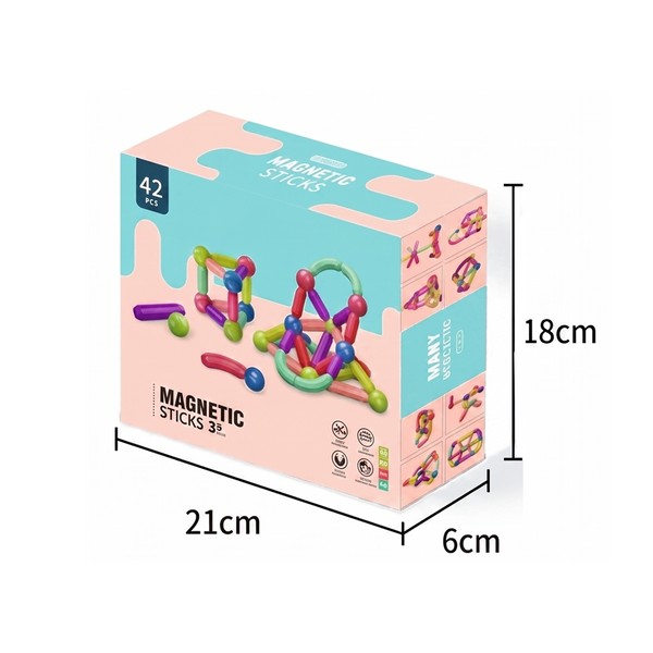 42-Piece Magnetic Sticks Building Construction Set