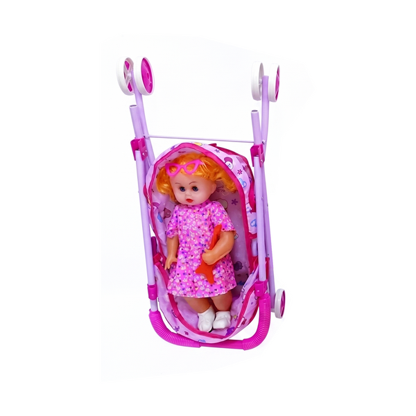 Kids Doll Stroller & Baby Doll Play Set