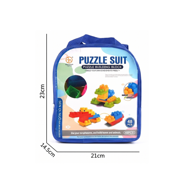 48-Piece Puzzle Building Blocks Set with Storage Backpack