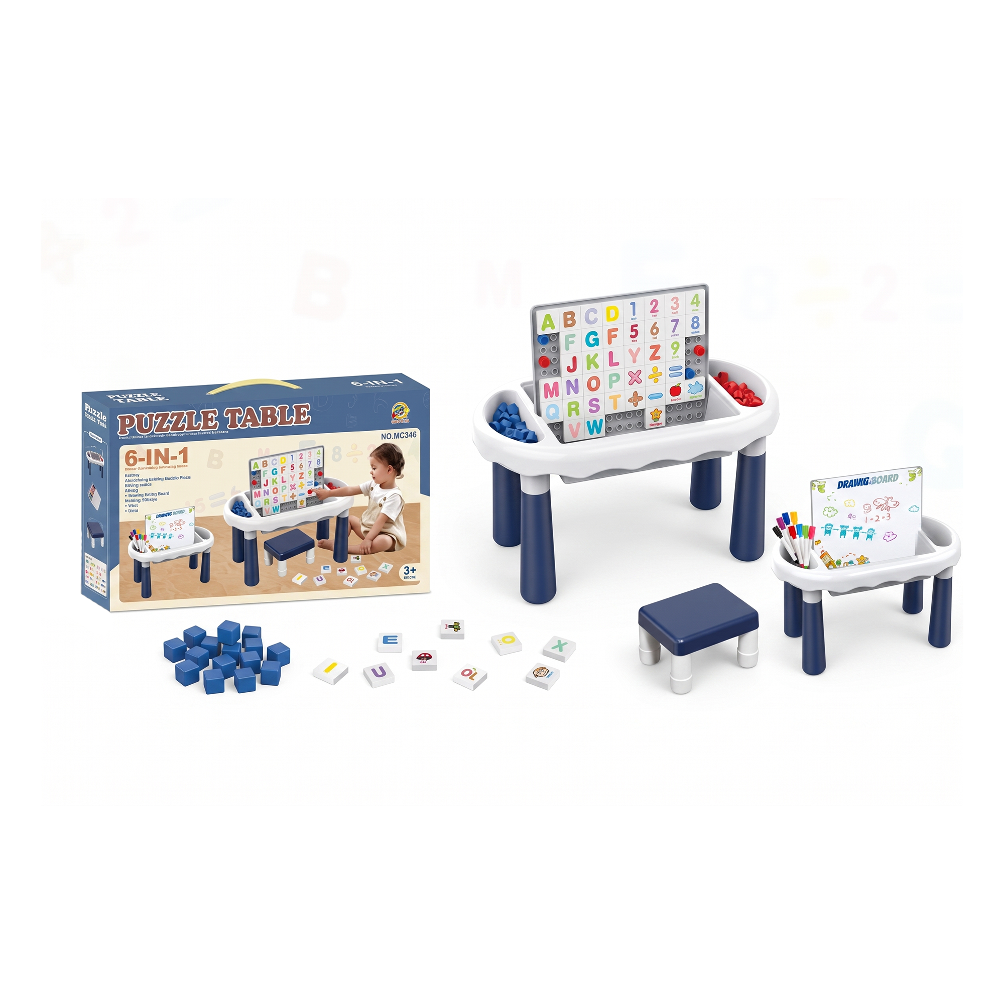 6-in-1 Kids Puzzle Activity Learning Table