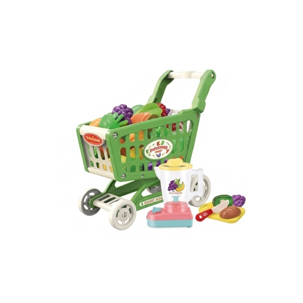 Fruit Market Shopping Cart & Cutting Fruit Play Set – 23 Pieces