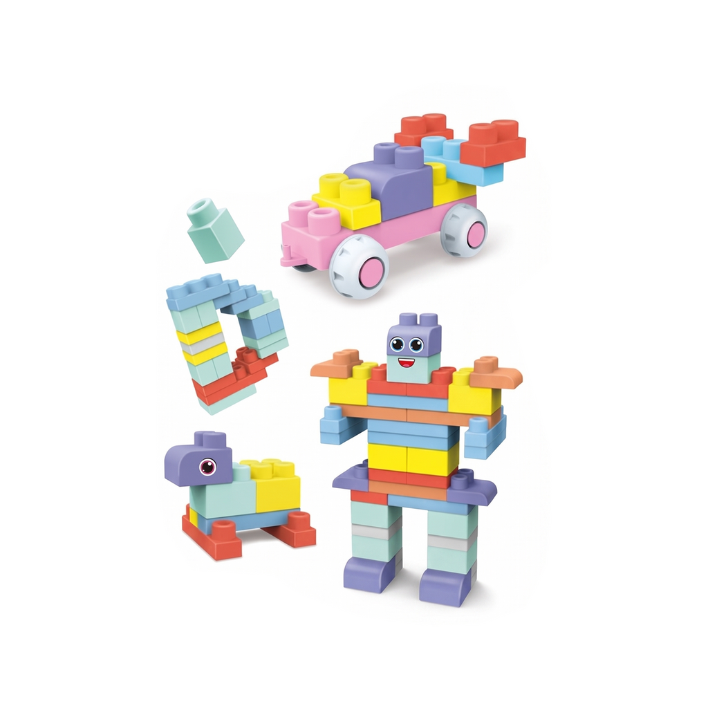 56-Piece Soft Building Blocks Set with Storage Cart