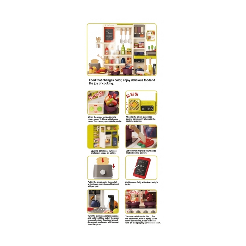 118-Piece Spraying Kitchen Pretend Play Set