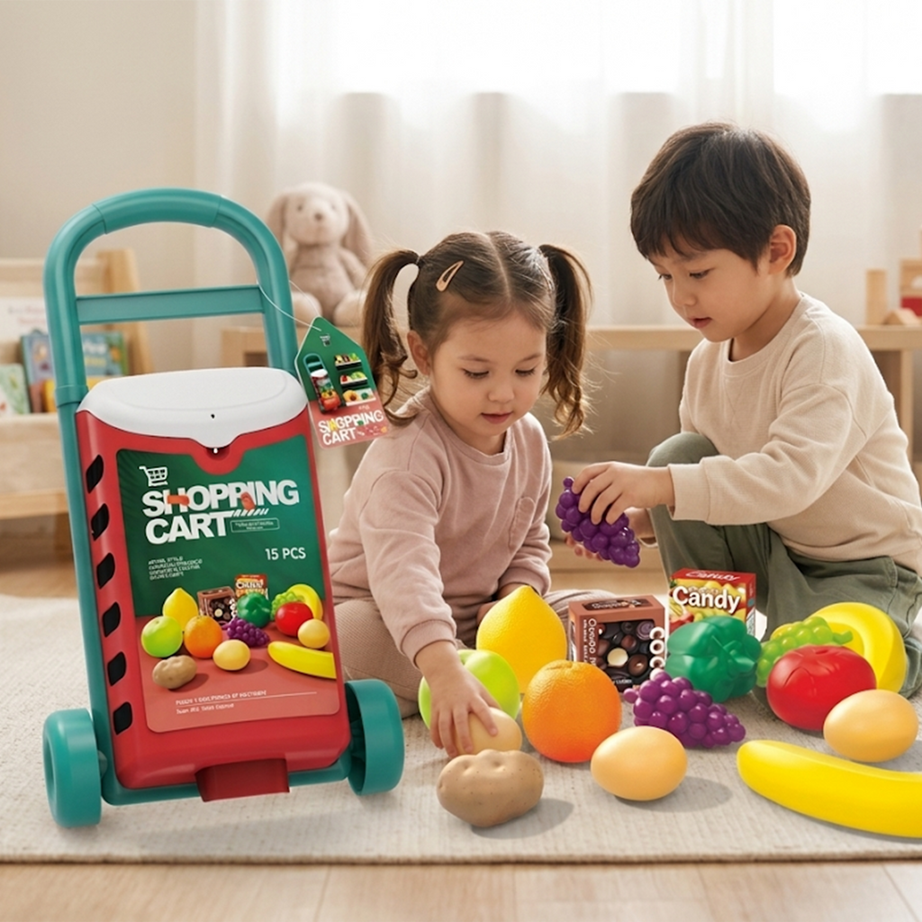 Kids Shopping Cart Pretend Play Grocery Set