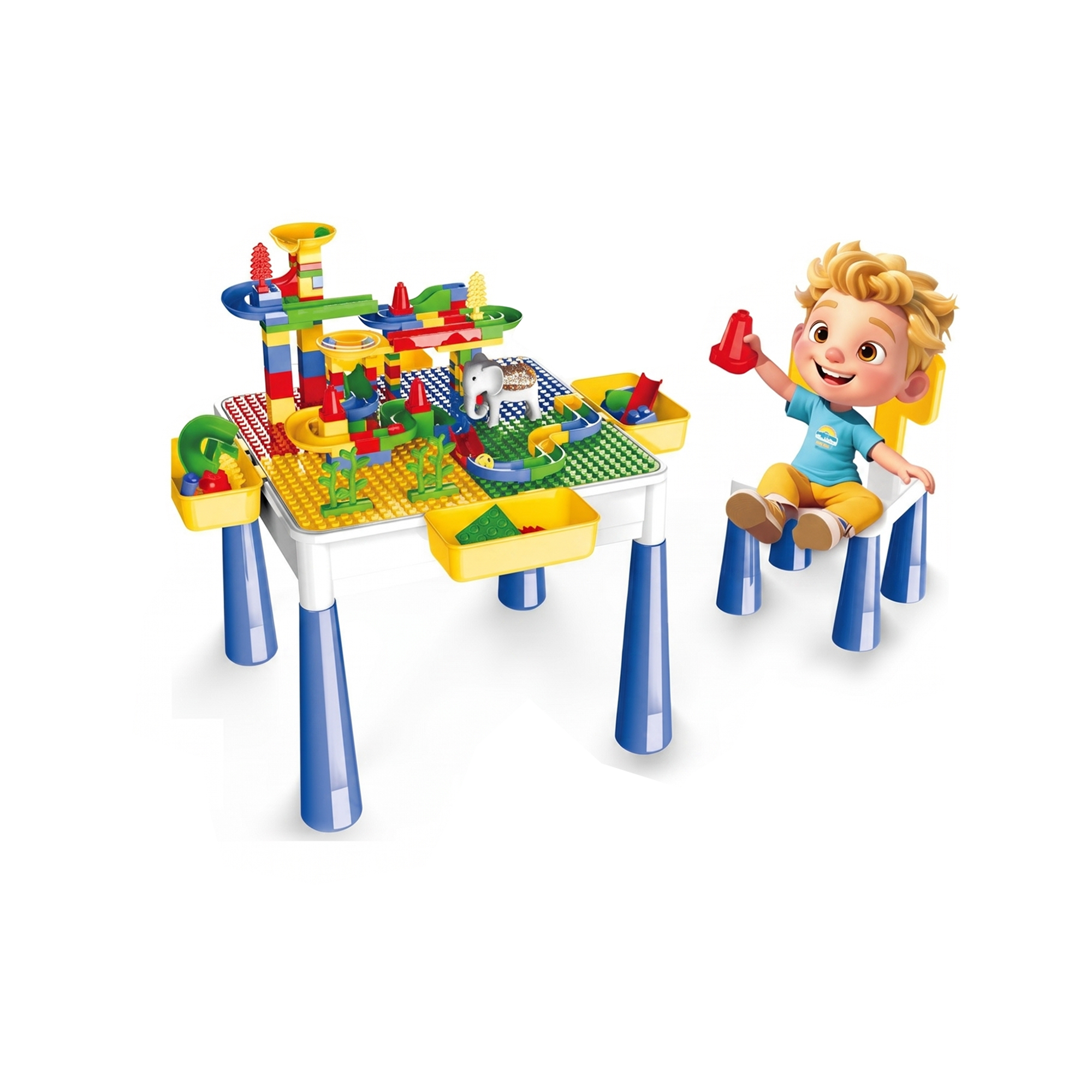 138-Piece Kids Building Block Activity Table Set