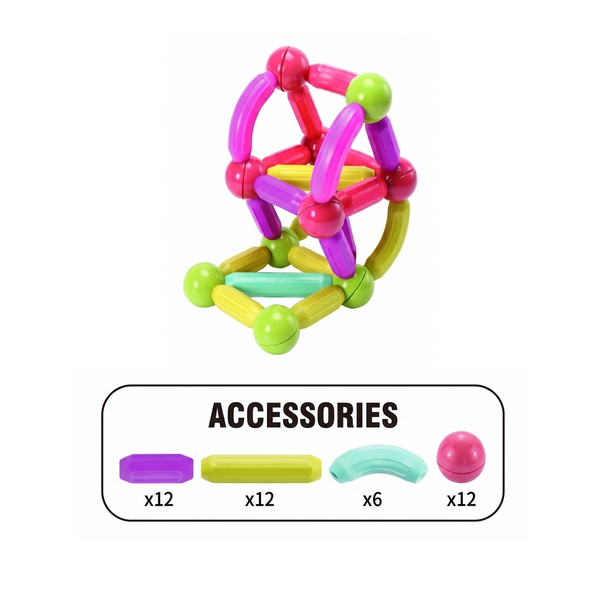 42-Piece Magnetic Sticks Building Construction Set
