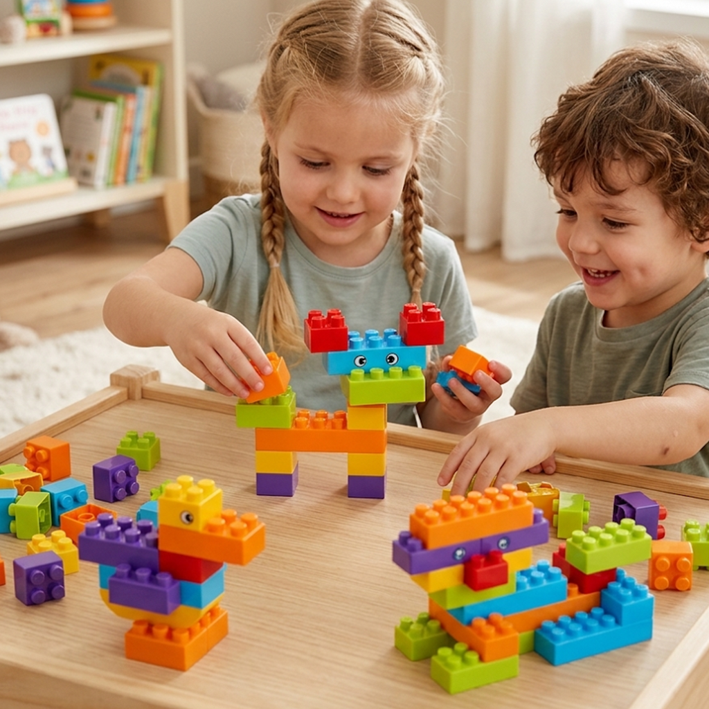 Kids Building Block Table Play Set