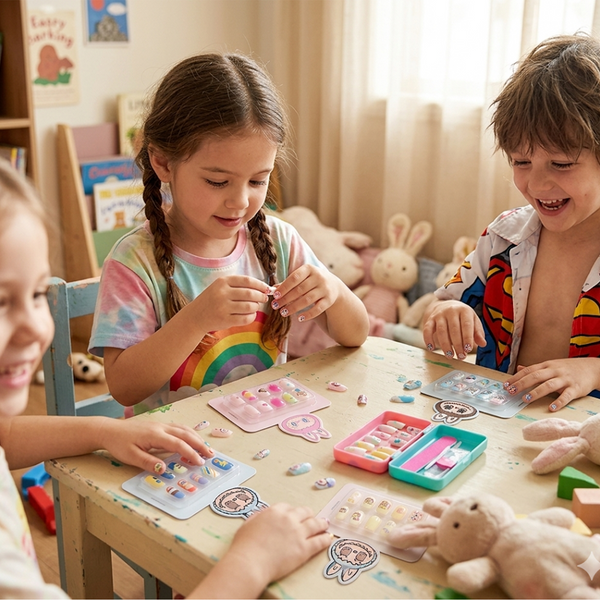 Cute Bunny Kids Press-On Nail Art Set