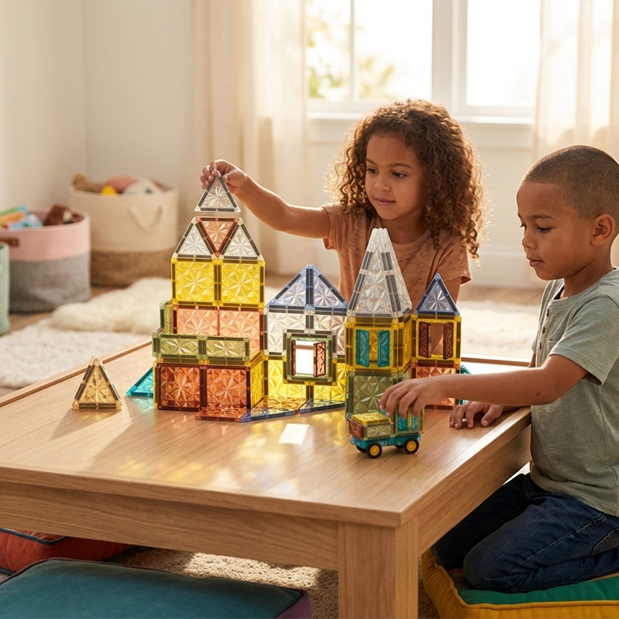 90-Piece Magnetic Building Tiles STEM Construction Set