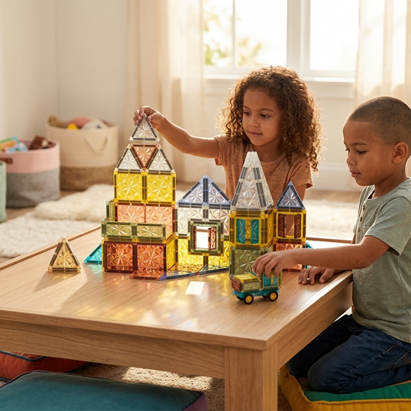 90-Piece Magnetic Building Tiles STEM Construction Set