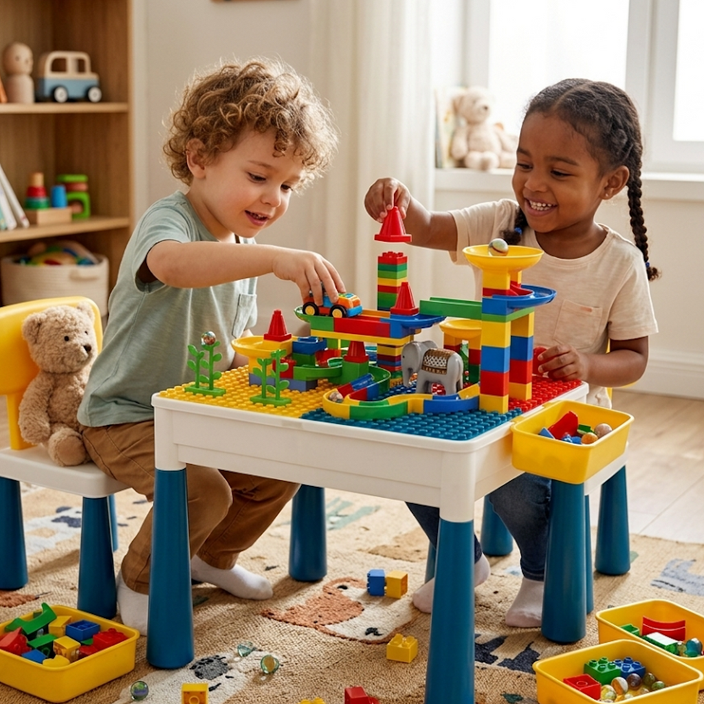 138-Piece Kids Building Block Activity Table Set