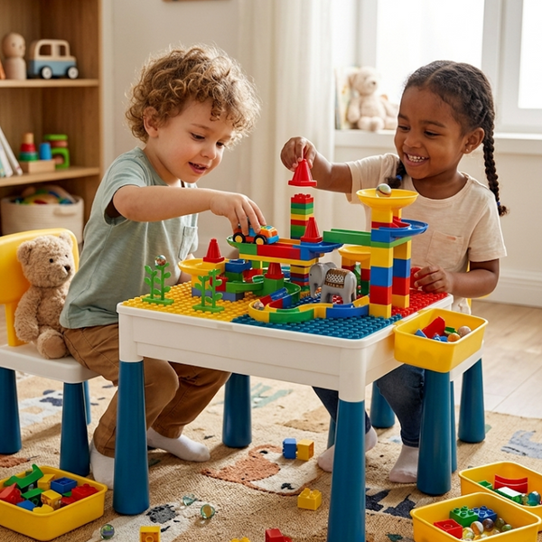 138-Piece Kids Building Block Activity Table Set