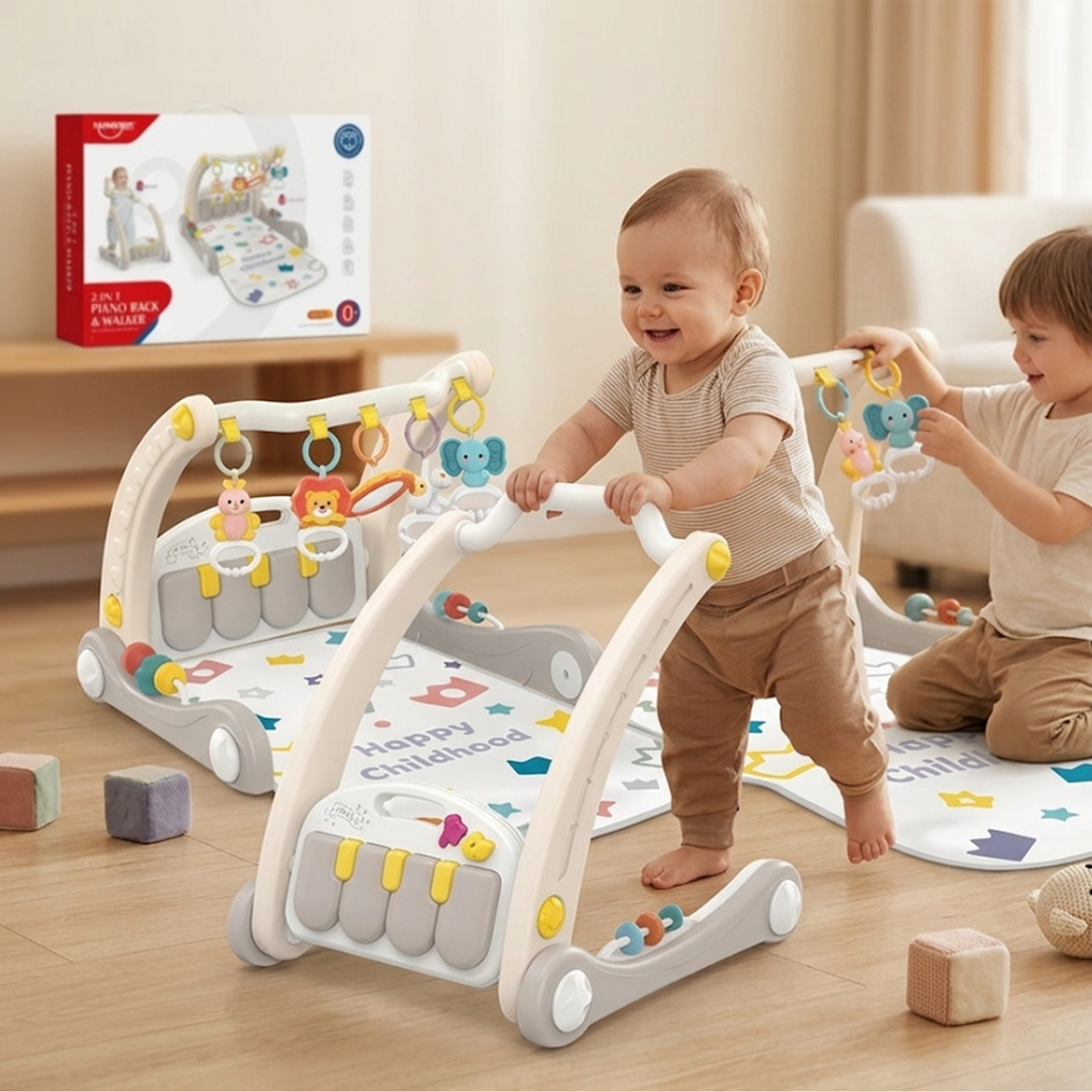 2-in-1 Baby Piano Rack & Walker Activity Gym