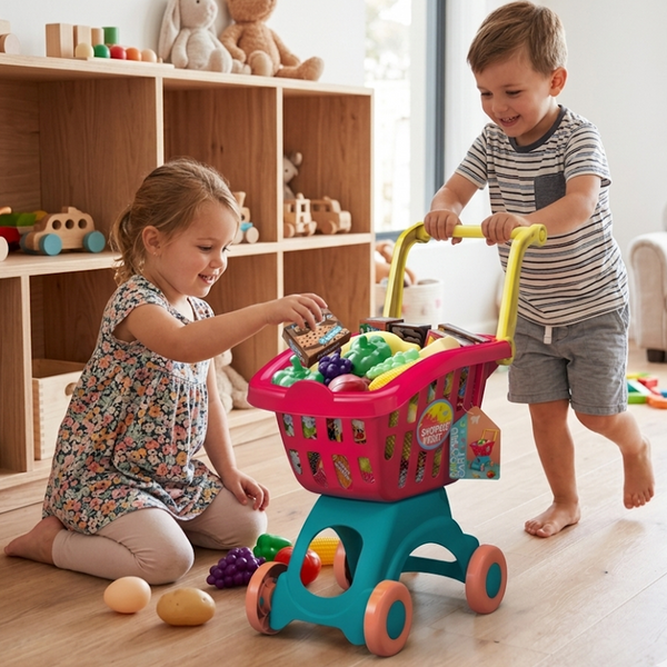 Kids Supermarket Shopping Cart Toy Set