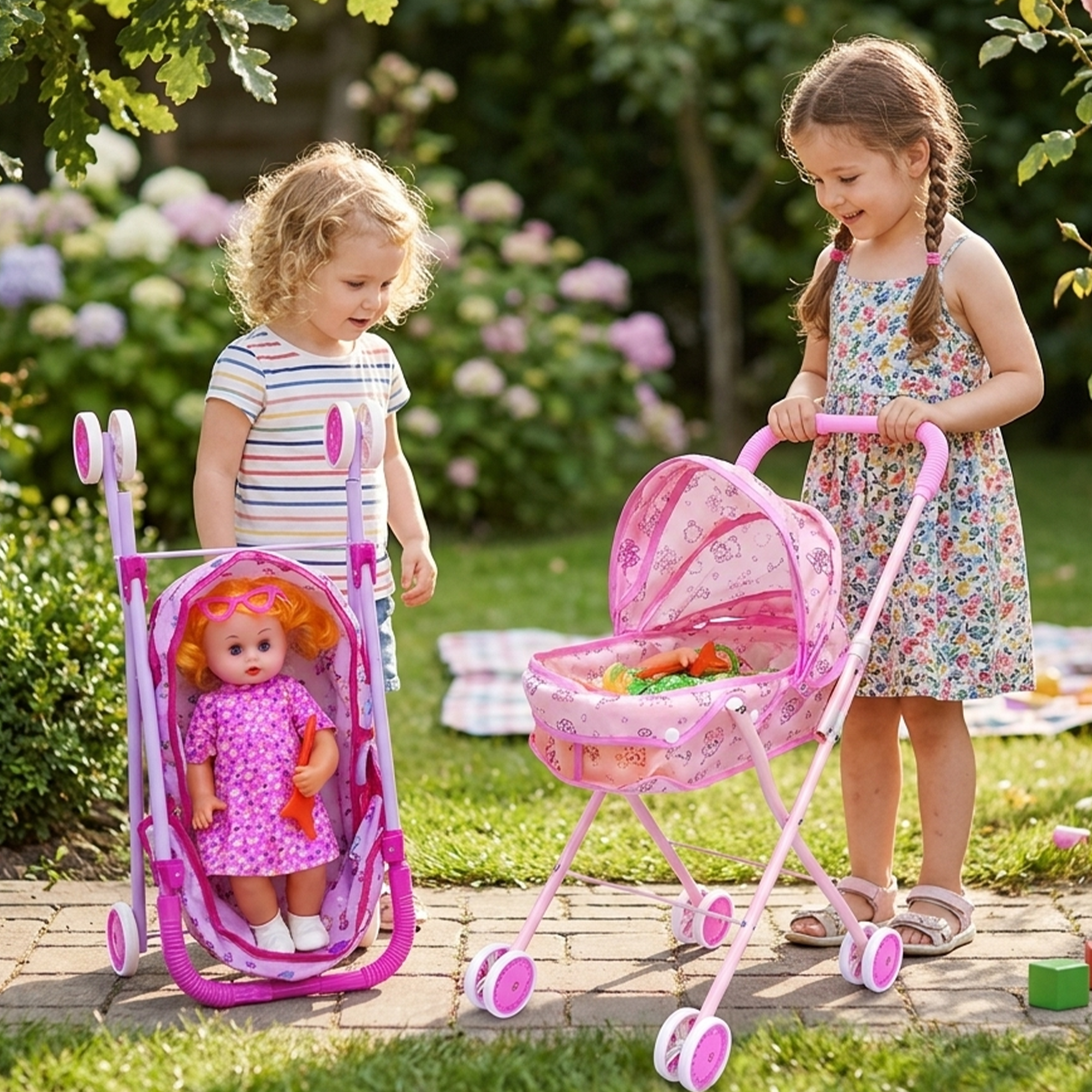 Kids Doll Stroller & Baby Doll Play Set Secondary image