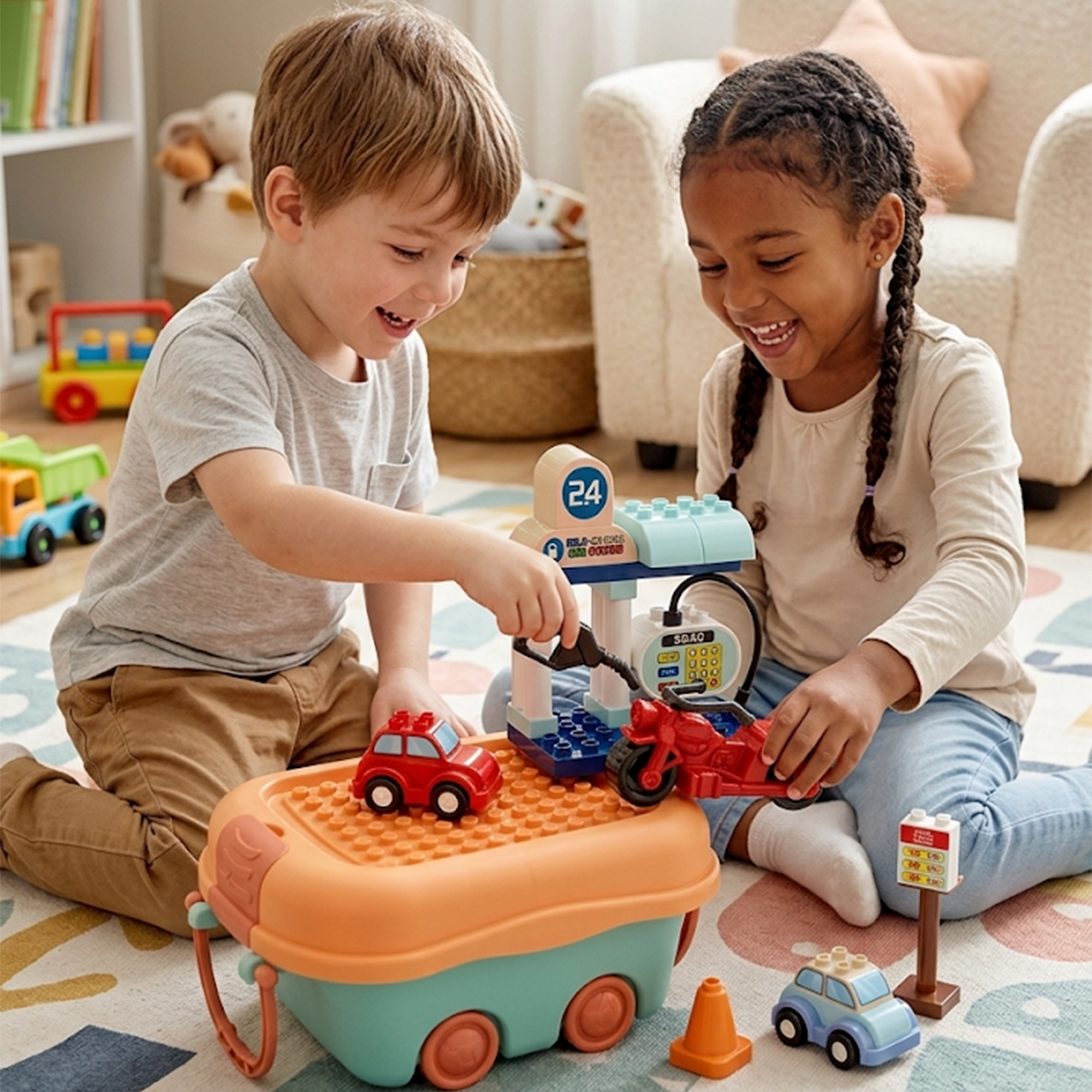 Building Block Car Gas Station Play Set – 49 Pieces Secondary image