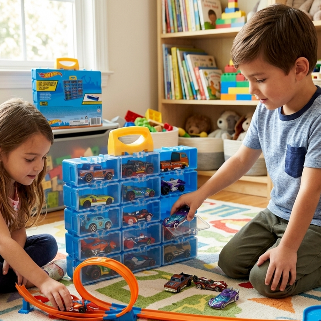 Hot Wheels Style Racing Car Storage Carry Case Set