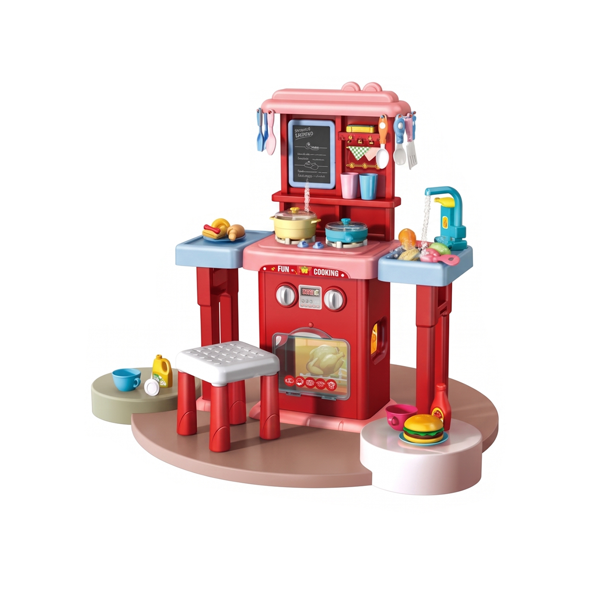 Spraying Kitchen Cooking Pretend Play Set – 63 Pieces