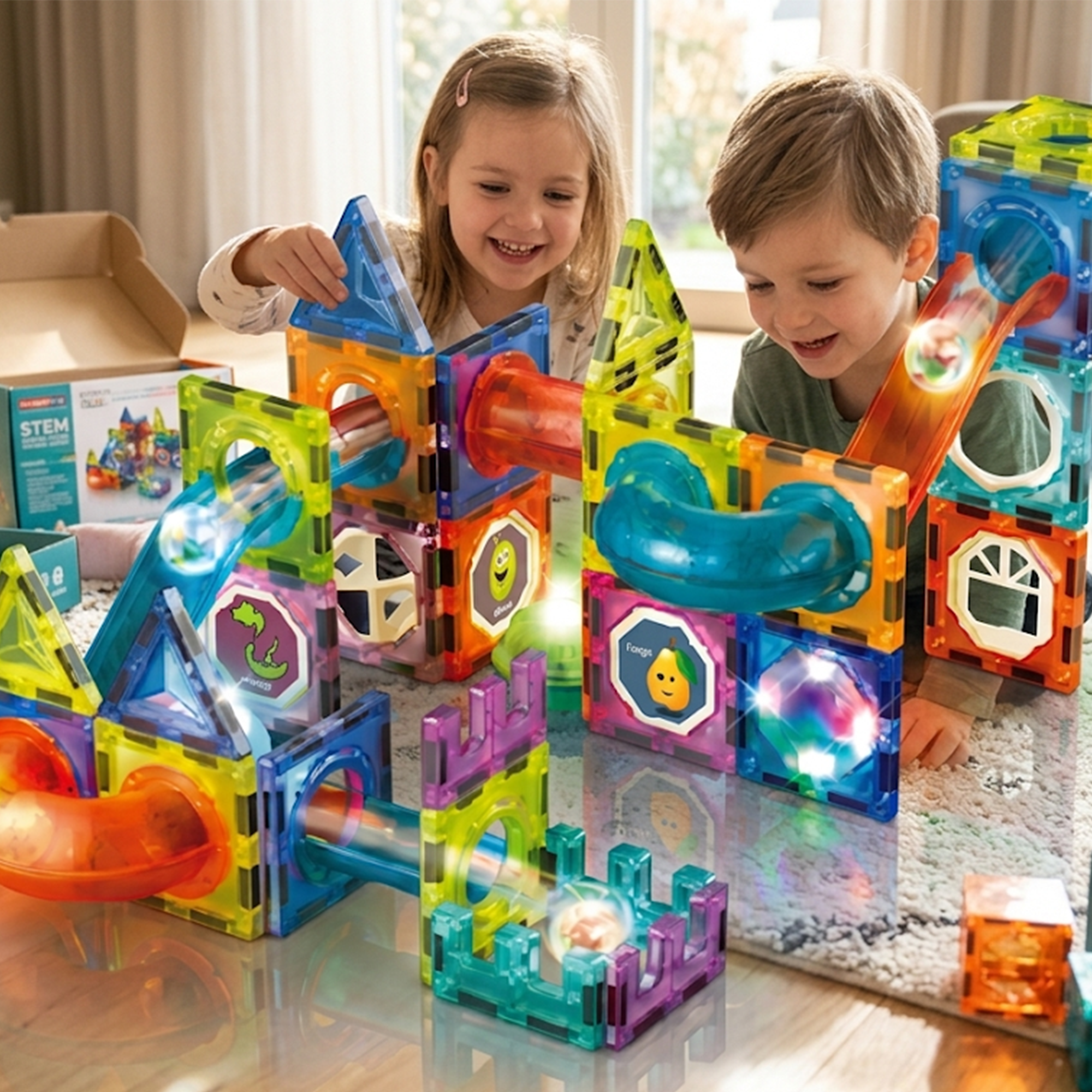 75-Piece Light Magnetic Blocks STEM Construction Set