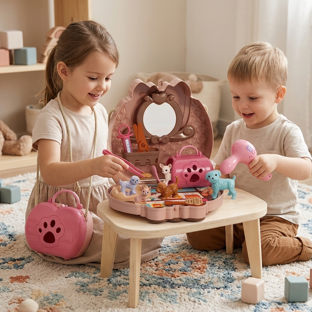 Girl Beautiful Makeup Vanity Play Set – 2 in 1 (Brown)
