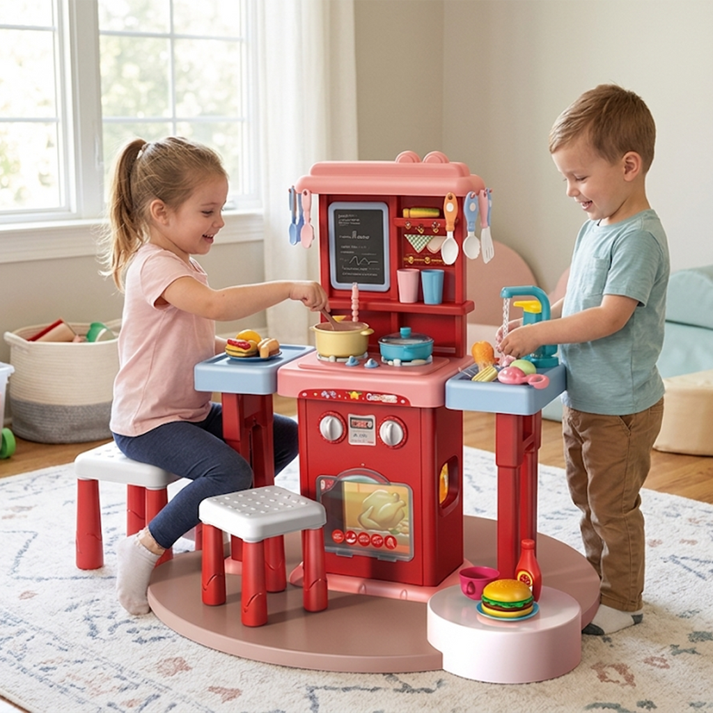 Spraying Kitchen Cooking Pretend Play Set – 63 Pieces