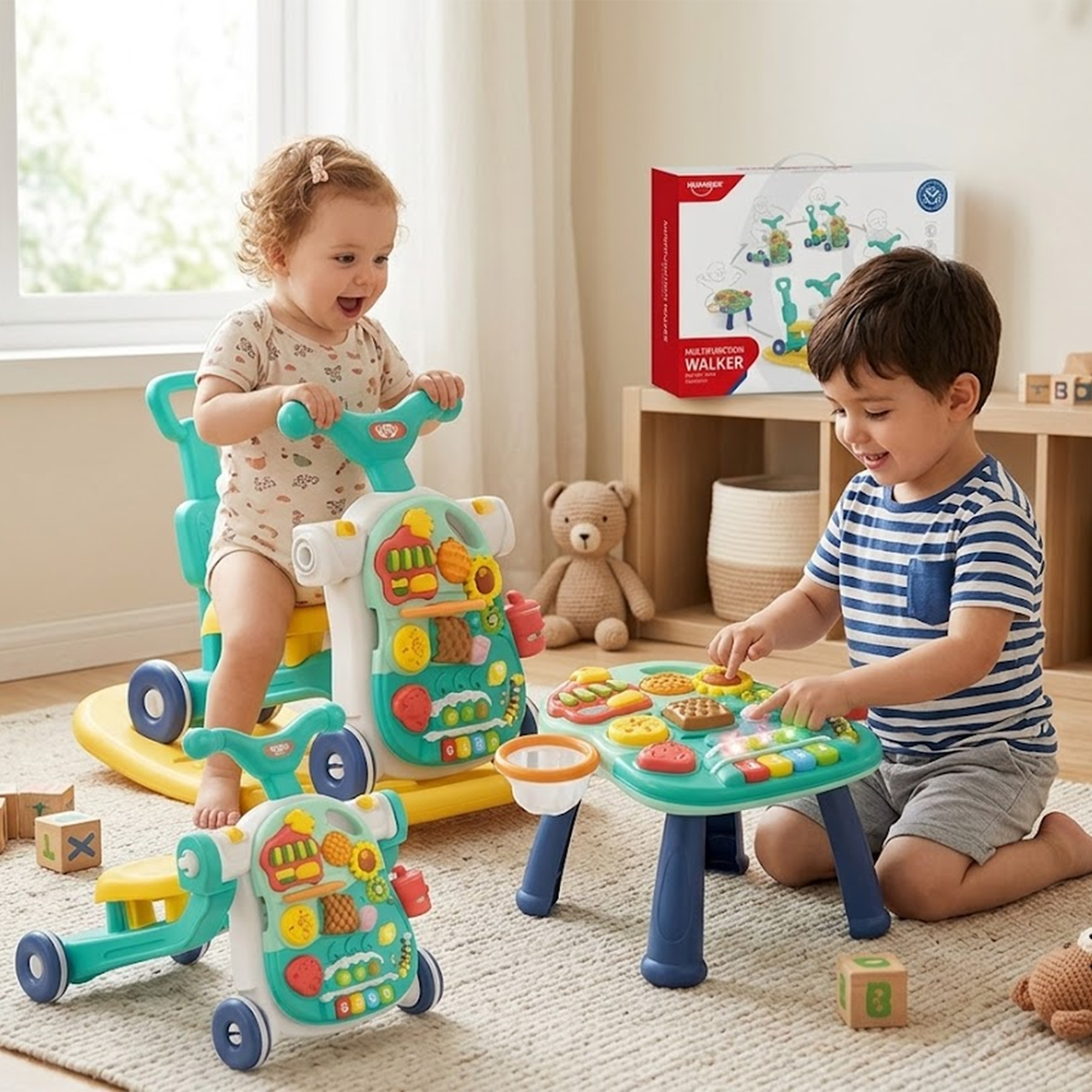 Multifunction Baby Walker & Activity Play Center (Green)