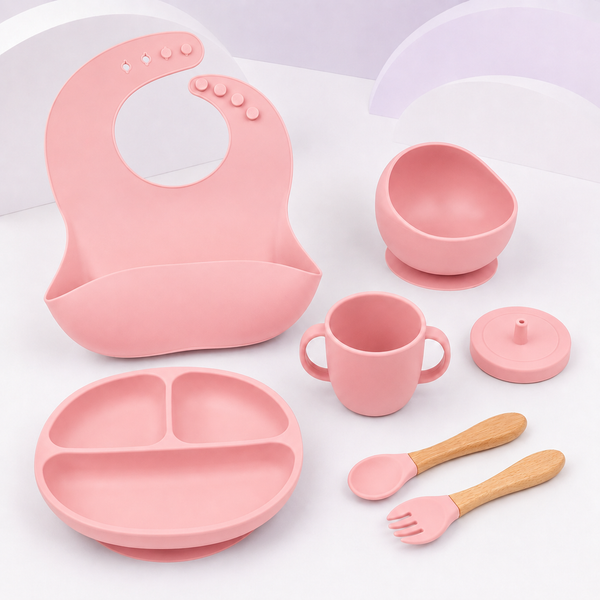 Silicone Baby Feeding & Cutlery Set – 6 Piece Purple Weaning Set