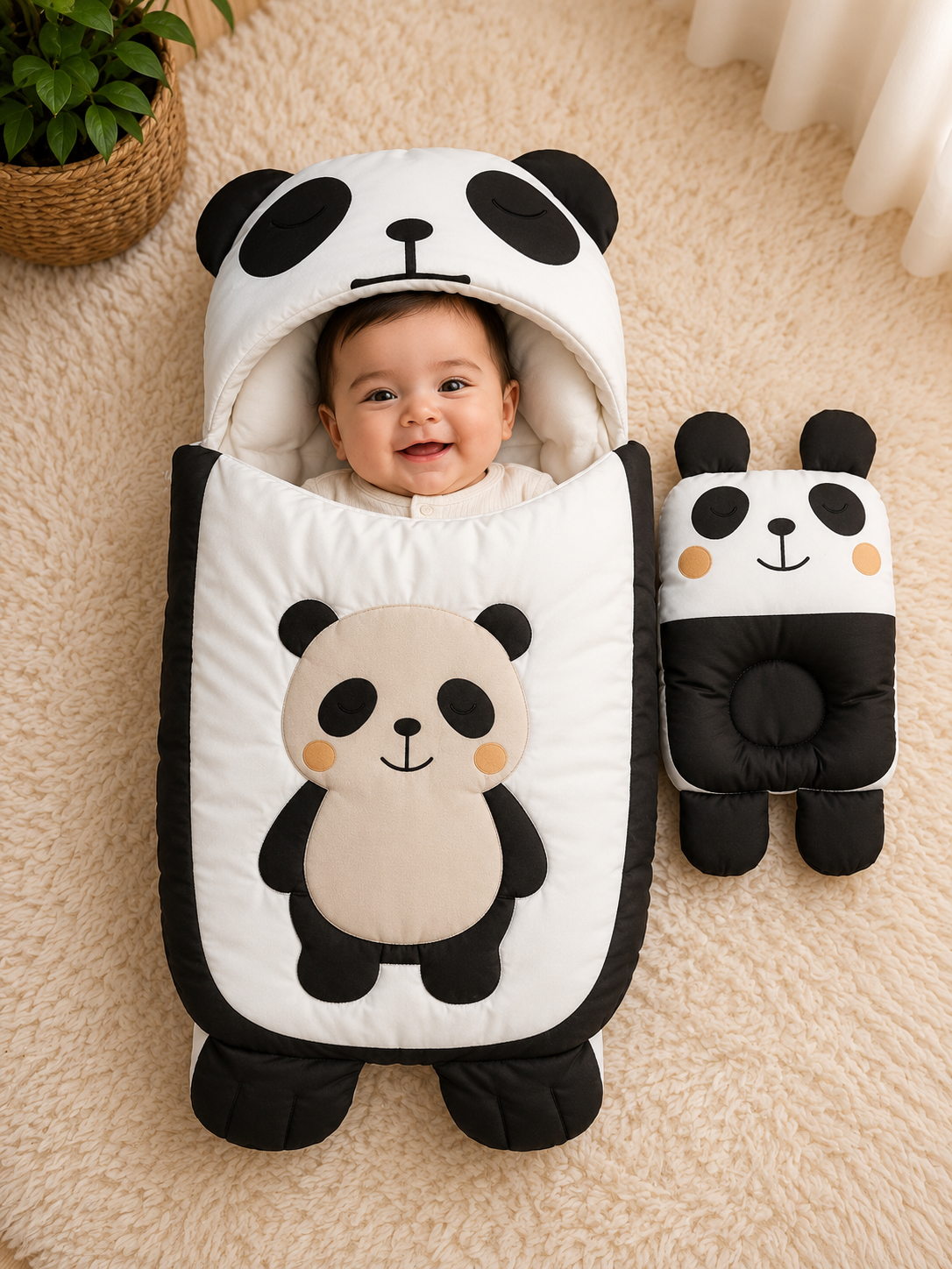 Cute Panda Baby Sleeping Bag & Carry Nest 2 PC Set Main image