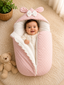 1-Piece Soft Newborn Baby Carry Nest – Pink Polka Dot with Hood