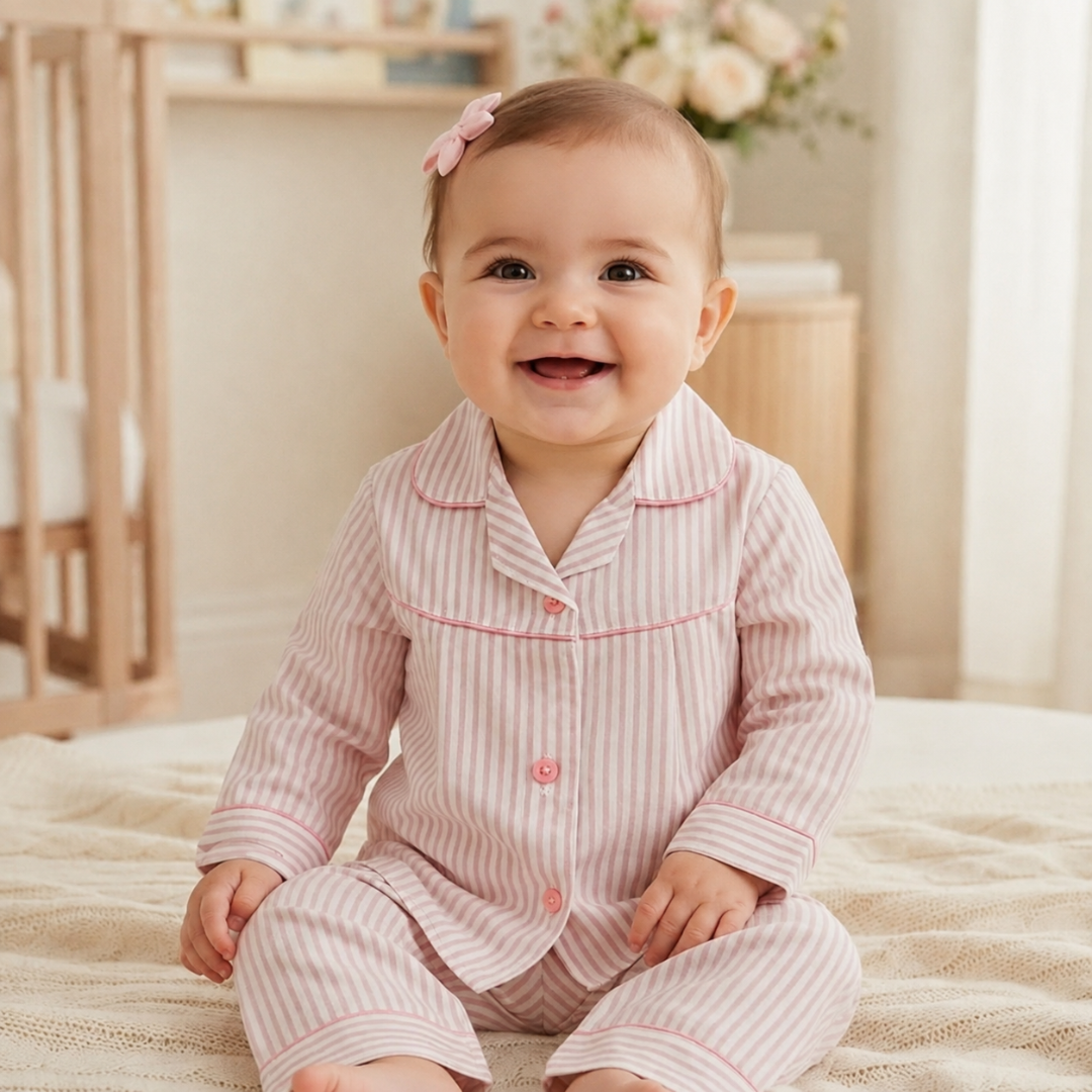 Pink Stripe 2-Piece Baby Night Suit Set Main image