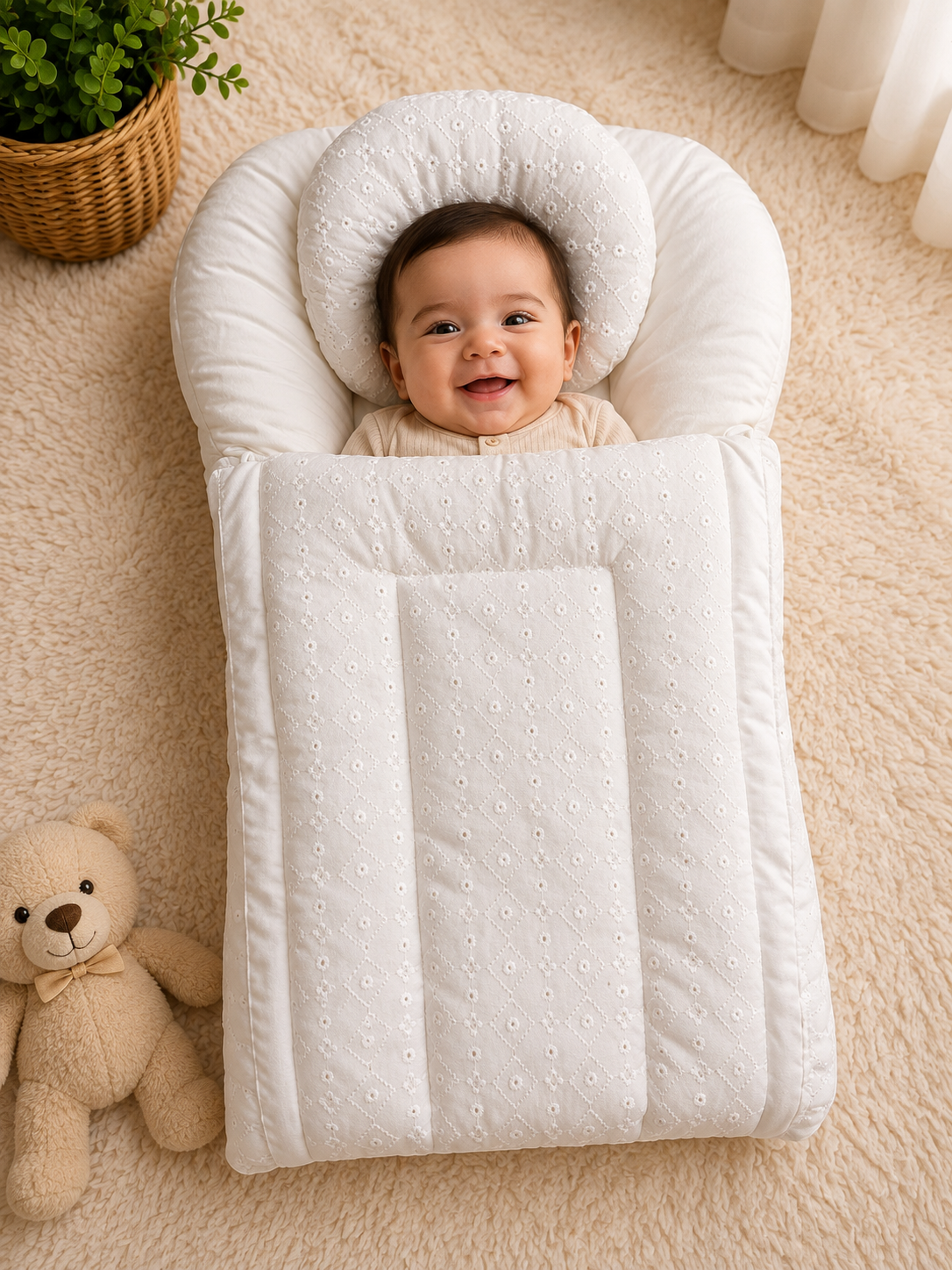 2-Piece Newborn Baby Carry Nest Set – Carry Nest & Head Pillow