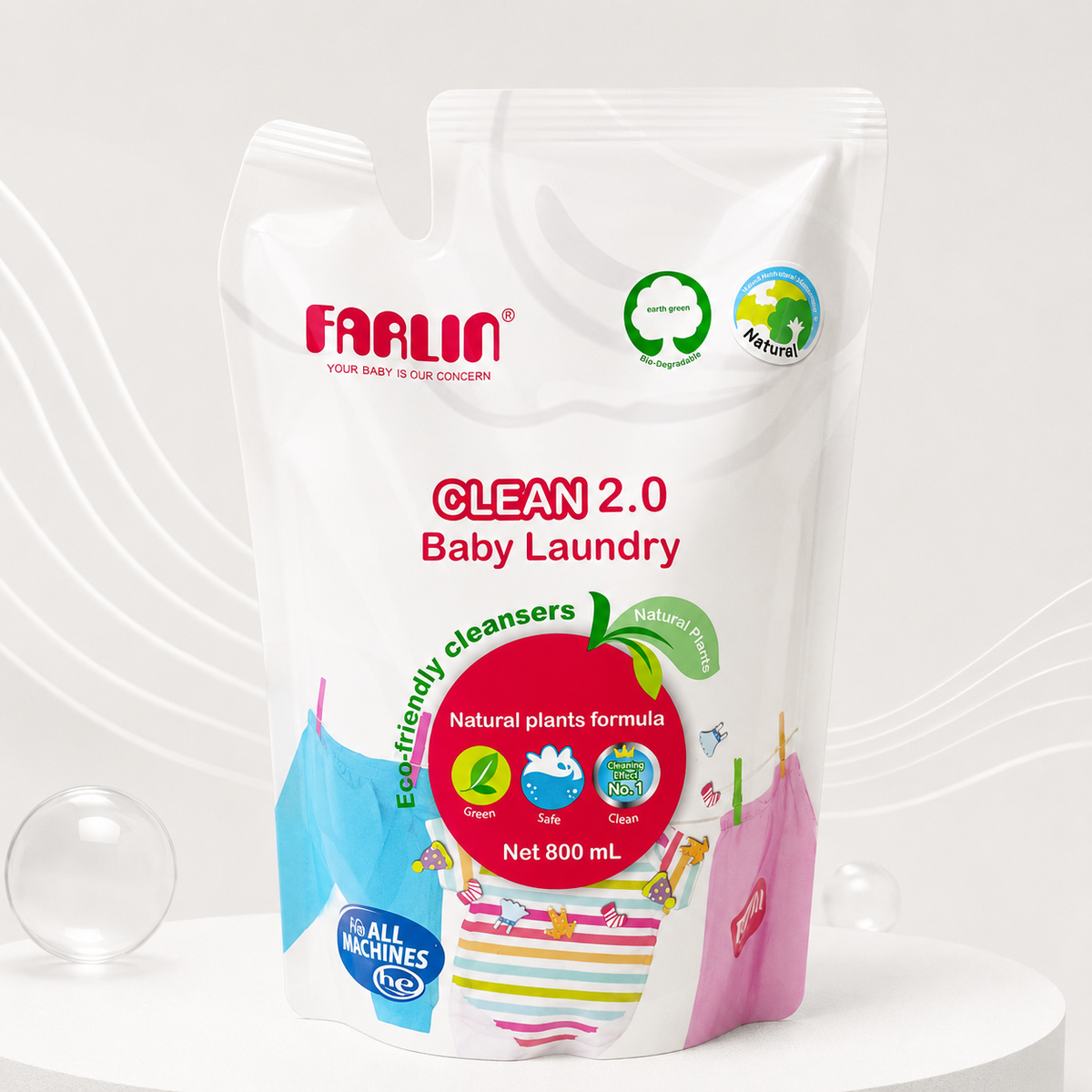 Farlin Clean 2.0 Baby Laundry Detergent Refill – Natural Plant Formula 800ml Main image