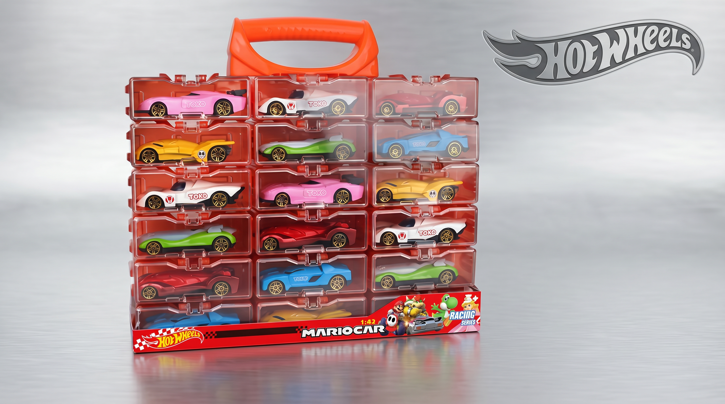 Hot Wheels Mariocar Racing Collection – 24 Piece Die-Cast Car Carry Case Set
