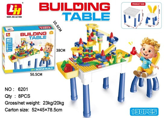 138-Piece Kids Building Block Activity Table Set