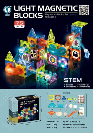 75-Piece Light Magnetic Blocks STEM Construction Set