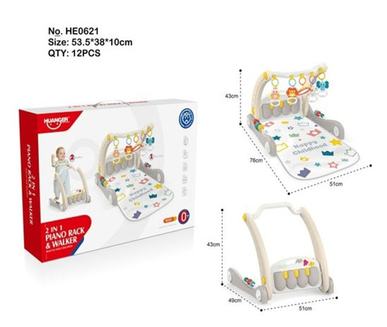 2-in-1 Baby Piano Rack & Walker Activity Gym