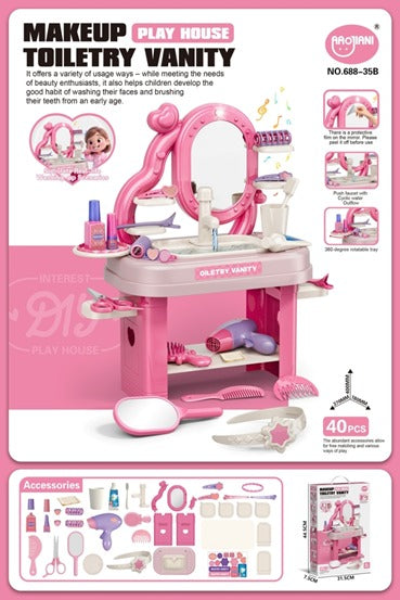 Kids Makeup Vanity Play House Set – 40 Pieces