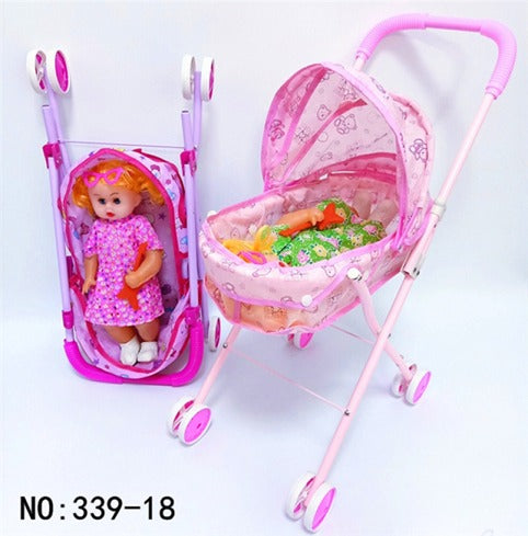 Kids Doll Stroller & Baby Doll Play Set