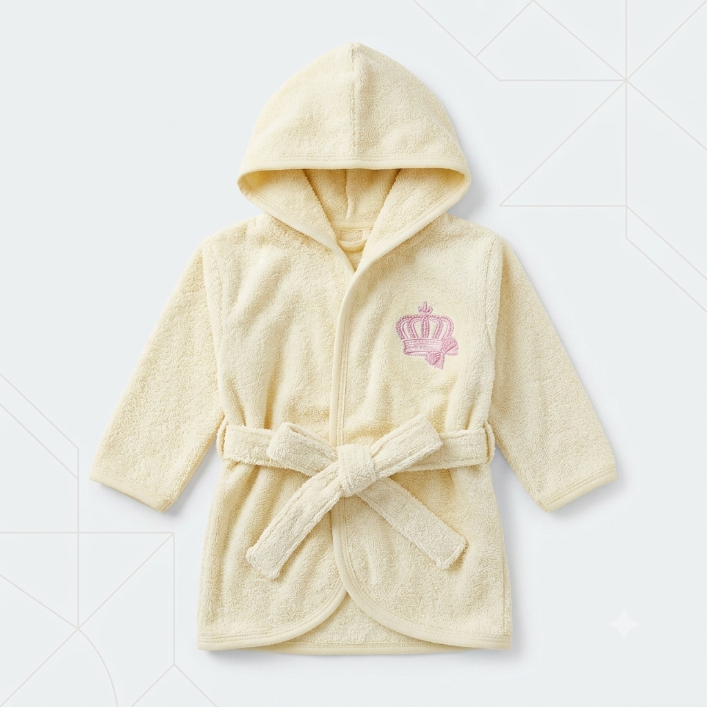 Baby Hooded Bathrobe with Belt – Crown Main image