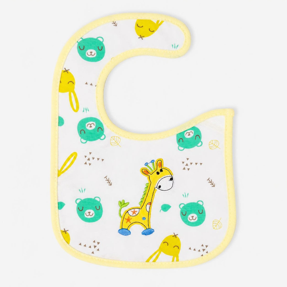 Yellow Giraffe Print Baby Feeding Bib