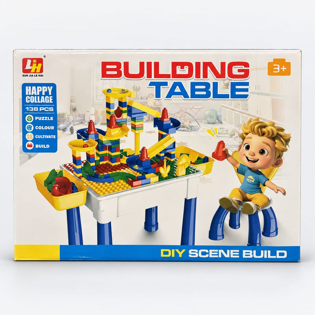 138-Piece Kids Building Block Activity Table Set