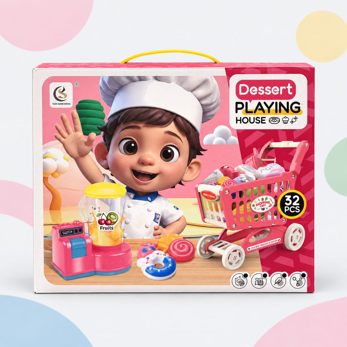 Dessert Shop Shopping Cart Pretend Play Set – 32 Pieces Main image