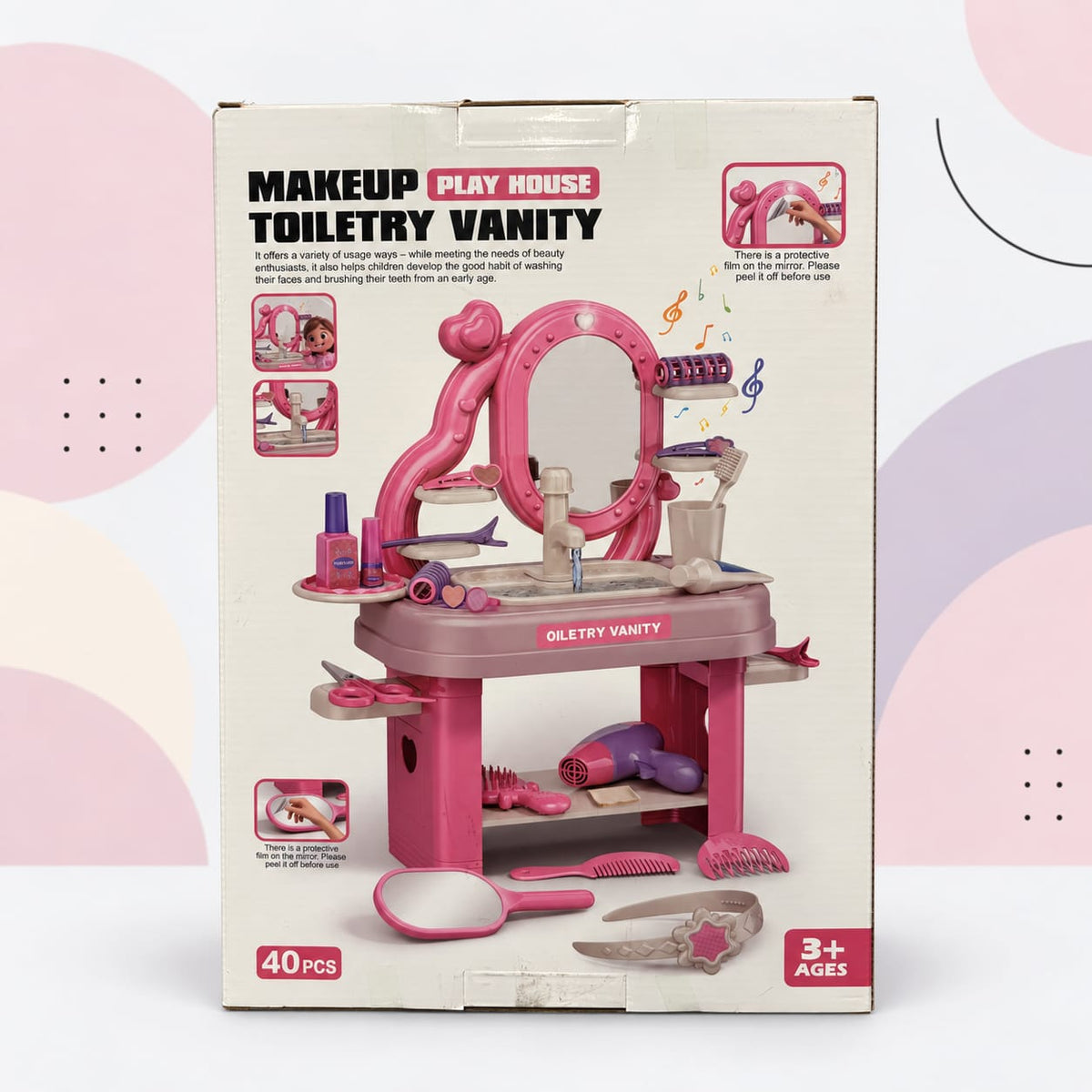 Kids Makeup Vanity Play House Set – 40 Pieces Main image