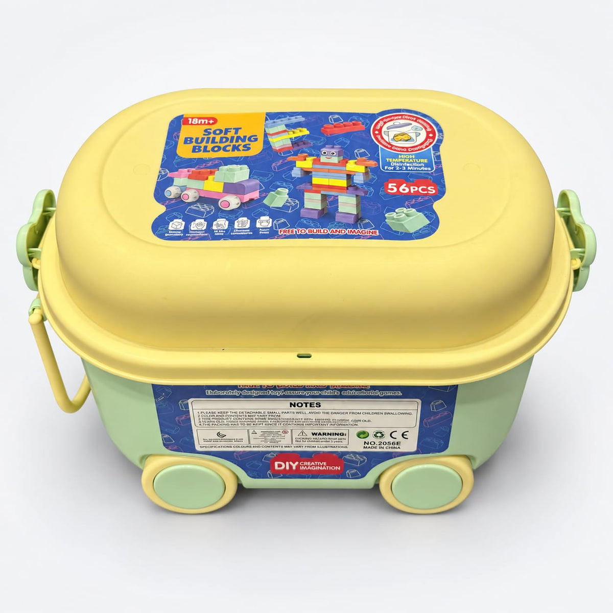 56-Piece Soft Building Blocks Set with Storage Cart